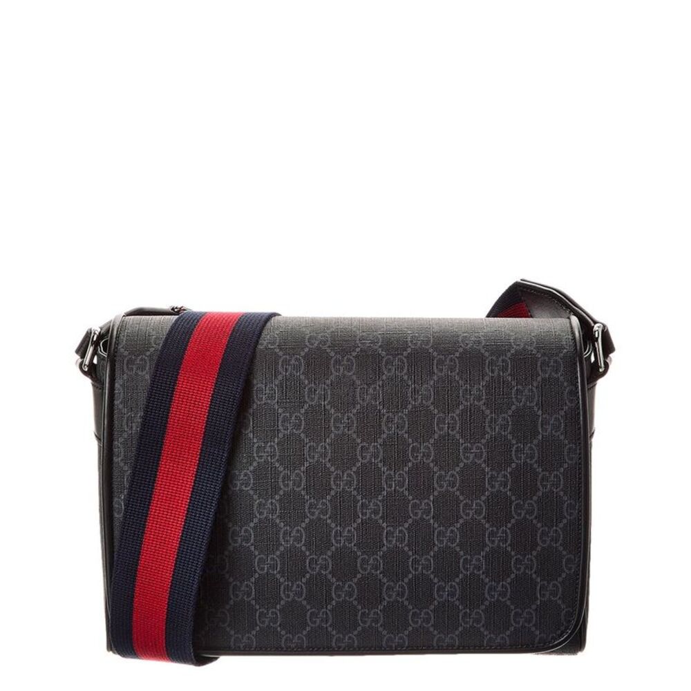 Gucci Gg Supreme Canvas & Leather Crossbody, Black
